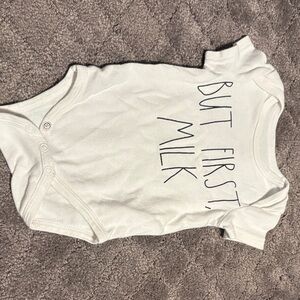 Rae Dunn Cream Baby Bodysuit with Fun Print